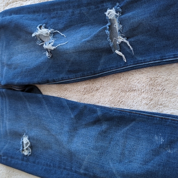American Eagle Distressed Dark Wash Curvy Hi Rise Jegging Blue Jean Size 2 - Picture 6 of 8